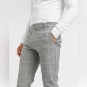 H&M Men's Gray Checkered Suit‎ Pants
